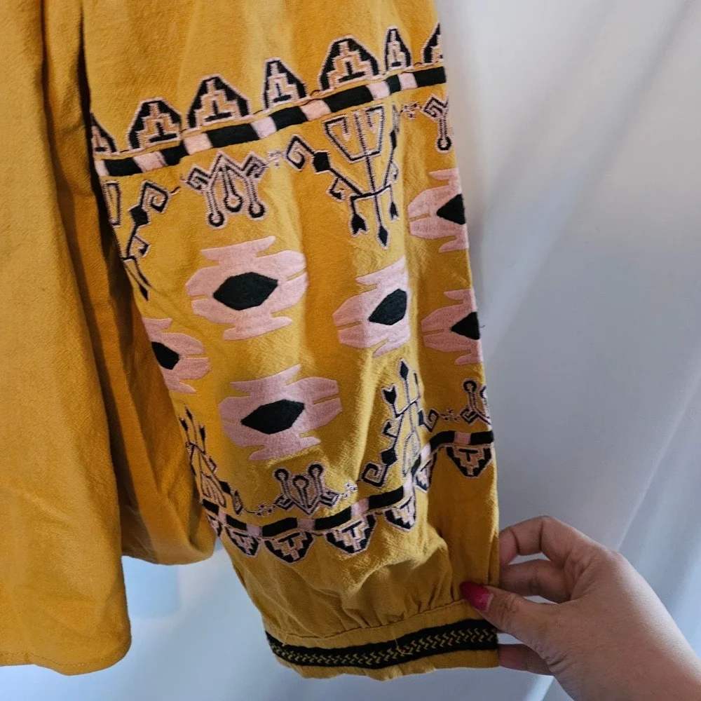 Anthropologie RD + Koko Boho Embroidered Tie Front Jacket sz‎ 1x